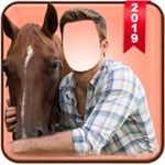 horse with man photo suit android application logo